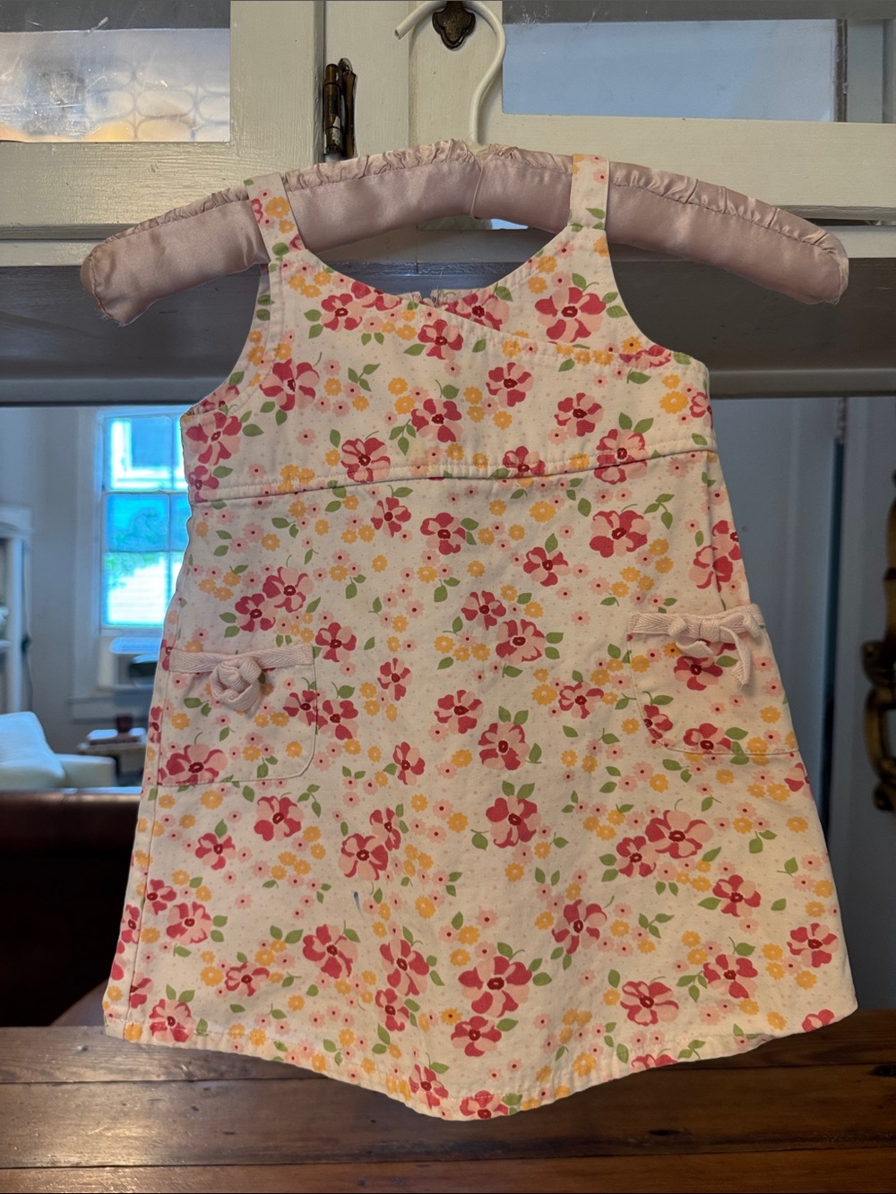 Girls' Pink Floral Cotton Sundress